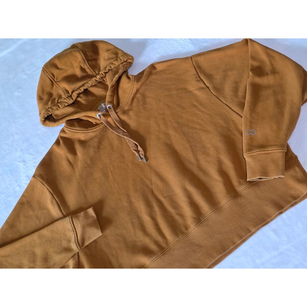 CALIA by Carrie Underwood Mustard Yellow Cropped Oversized Hoodie Sweatshirt XS